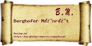 Berghofer Ménrót névjegykártya